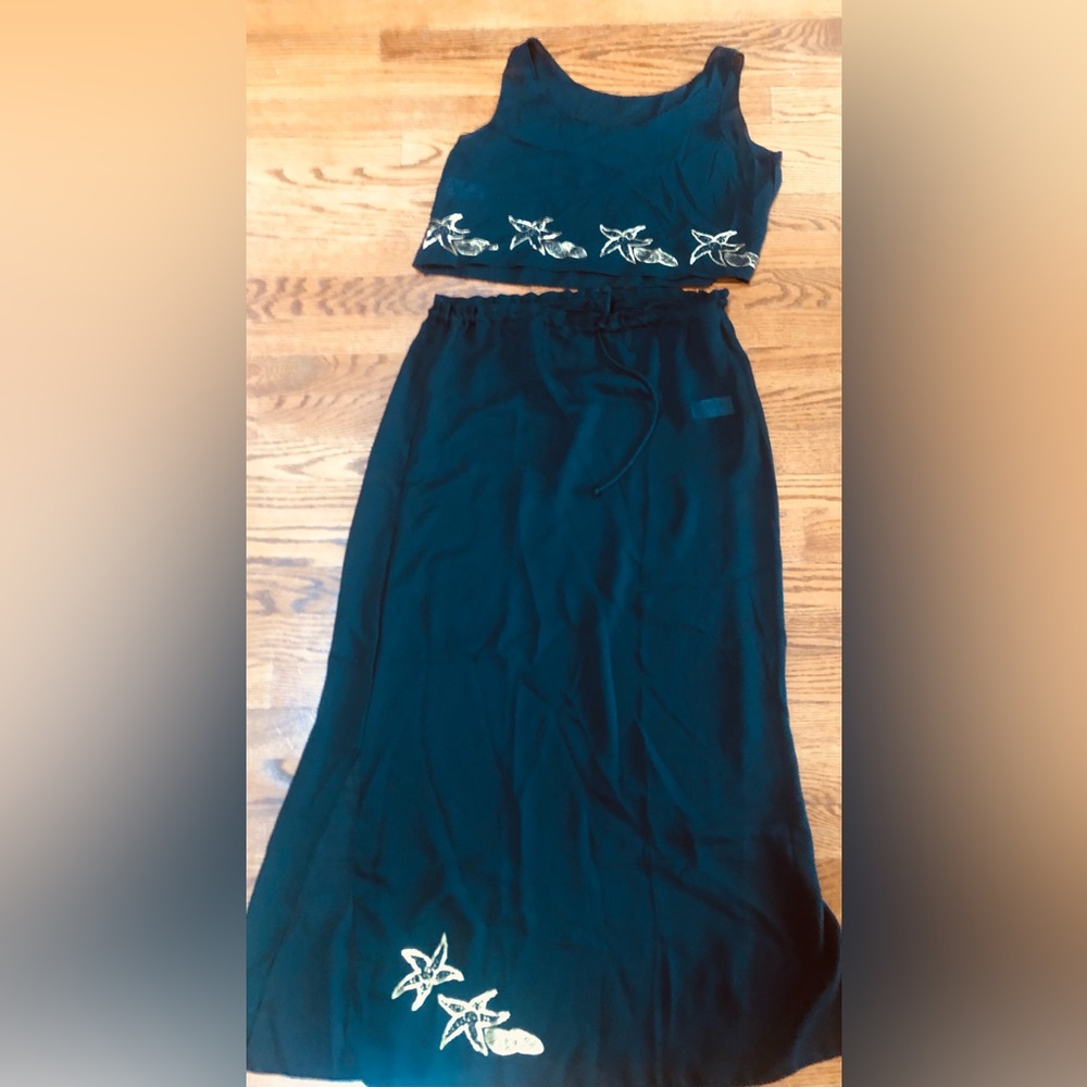 BOCA RATON NEW OLD STK BEACH RESORT  AJ TROPICS Blk Swim Coverup Top & Skirt S
